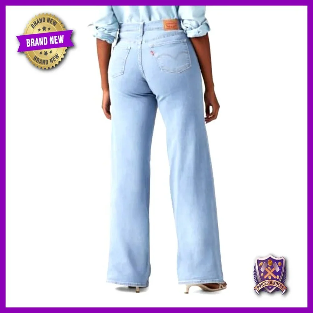 Mid Rise Wide Leg Jeans with Shaping Panel, 32 Inseam, Stretch Denim